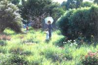 Lot 55. MICHAEL CHALLEN LADY WITH UMBRELLA